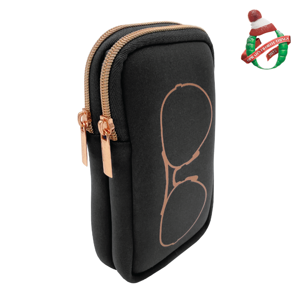 MyTagAlongs Double Eyeglass Case - Black/Rose Gold