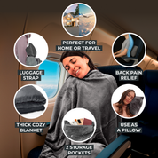 FlyHugz® Travel Blanket & Comfort Bag: Gray