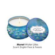 RainCaper Monet Water Lilies Scented Candle Collection Set of 4 Tins