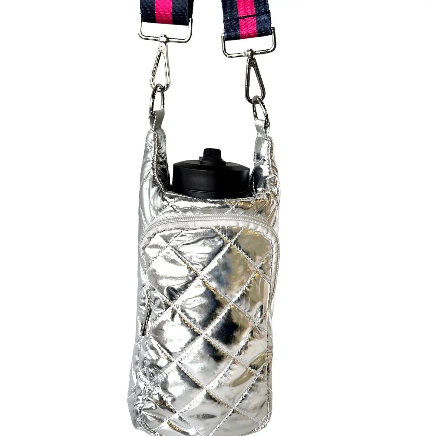 Mavi Bandz Water Bottle Bag Crossbody Hydro Puffer Tote - Silver