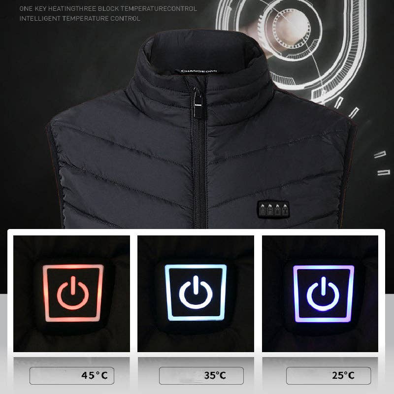 Unisex Heated Down Vest – USB Rechargeable Warmth - Black / M