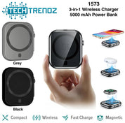 Tech Trendz 3-in-1 Wireless Charging Bank: Black