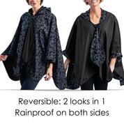 RainCaper Black Velvet Swirls Rain Travel Cape
