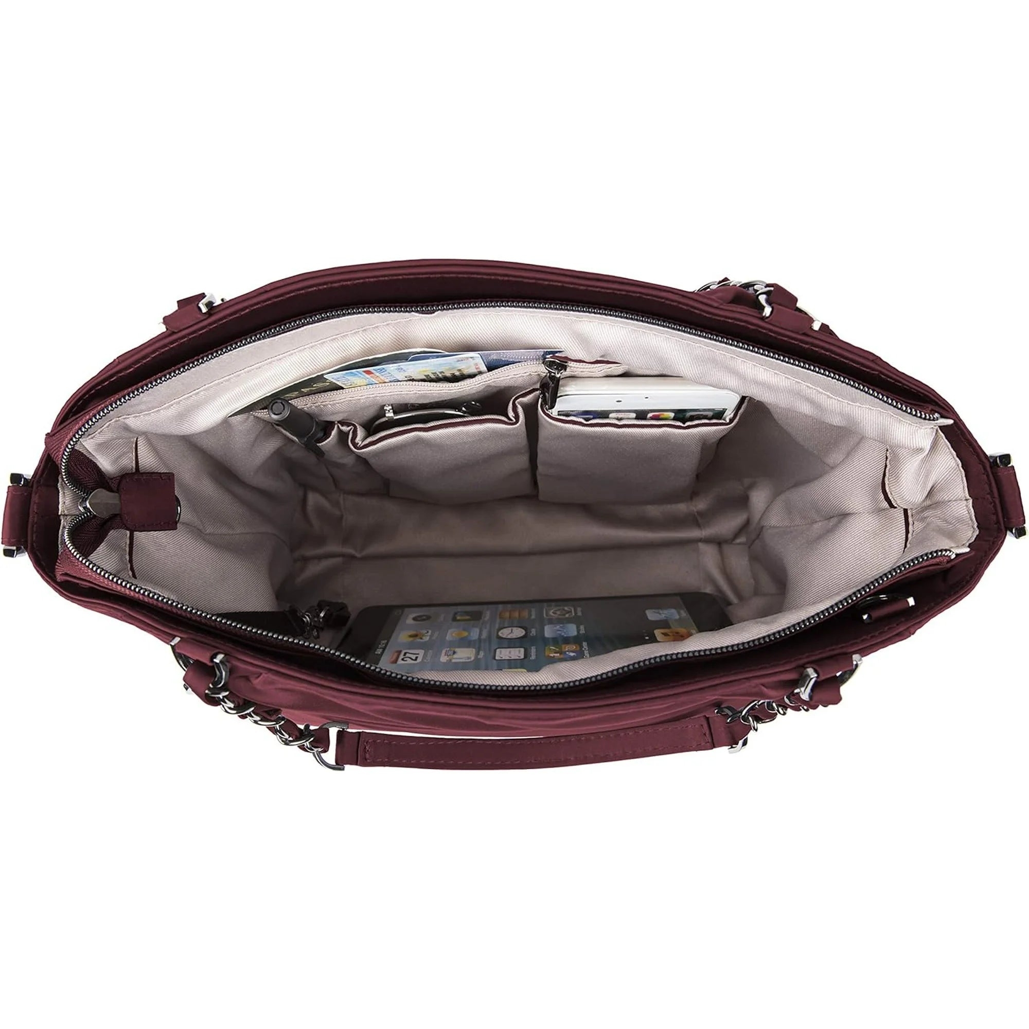 Travelon Parkview Anti-Theft Satchel Crossbody Bag -  Wine