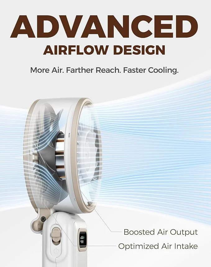 Ocoopa Turbo Wind Handheld Fan, Blow Dryer Level Power - Cream
