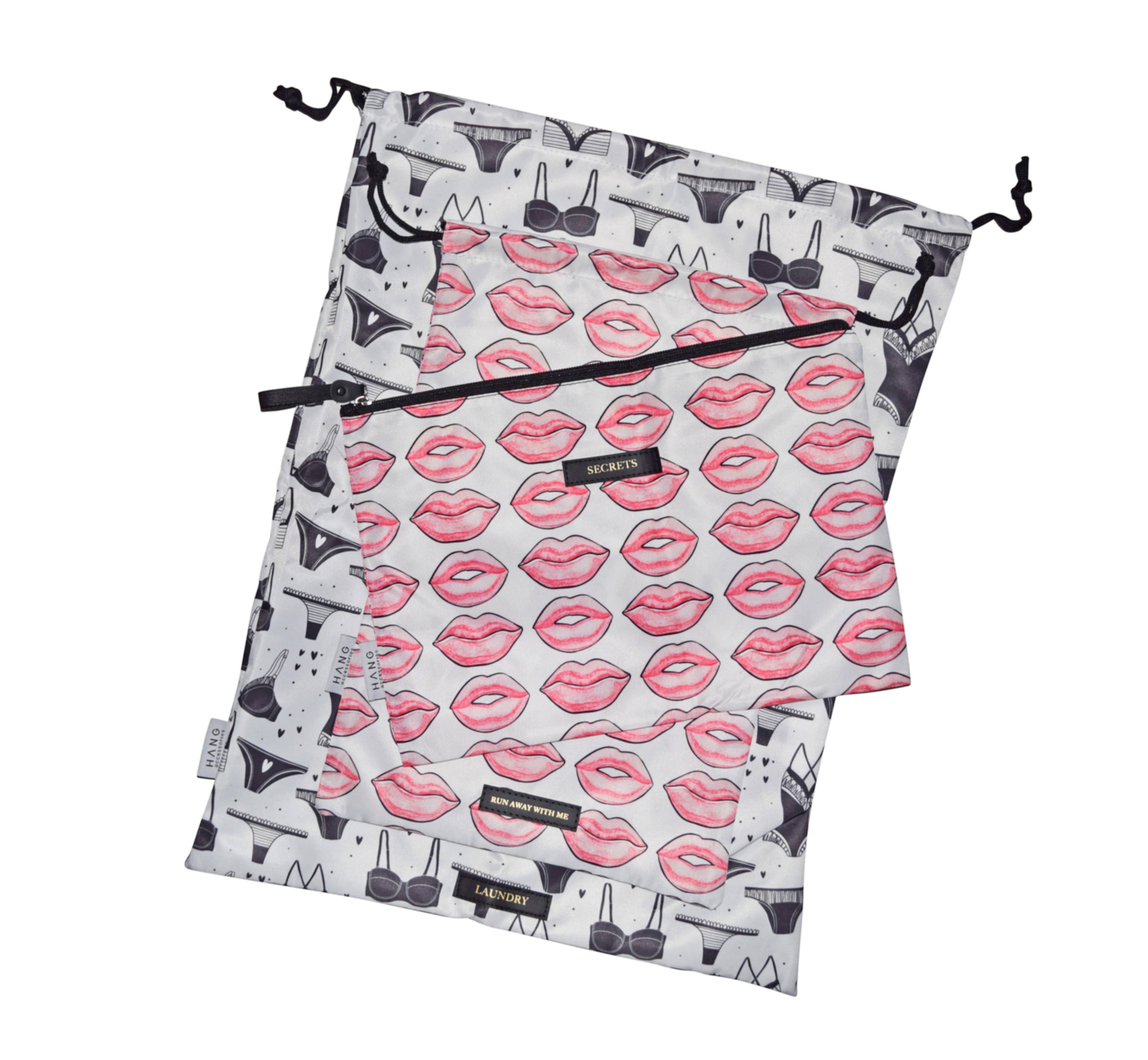 Hang Accessories Set of 3 Packing Bags: Lips & Lace