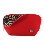 KUSSHI Signature Make Up Bag -Candy Apple Red with Leopard Interior