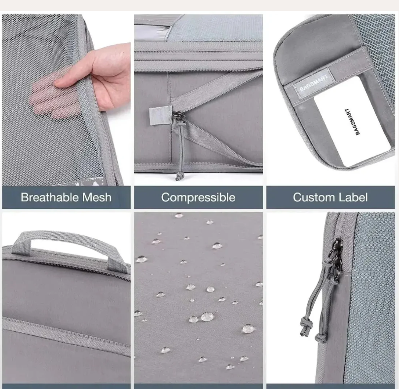 Bagsmart Compression Packing Cubes 6 Piece Set - Grey