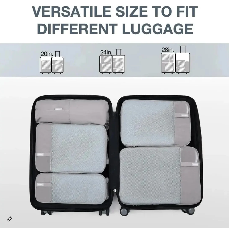 Bagsmart Compression Packing Cubes 6 Piece Set - Grey