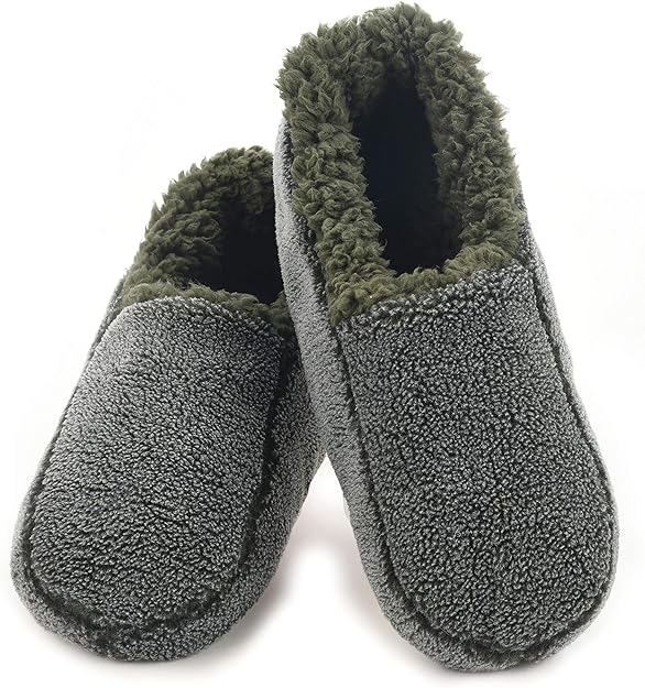 Snoozies Men's 2 Tone Travel Slippers XL Green