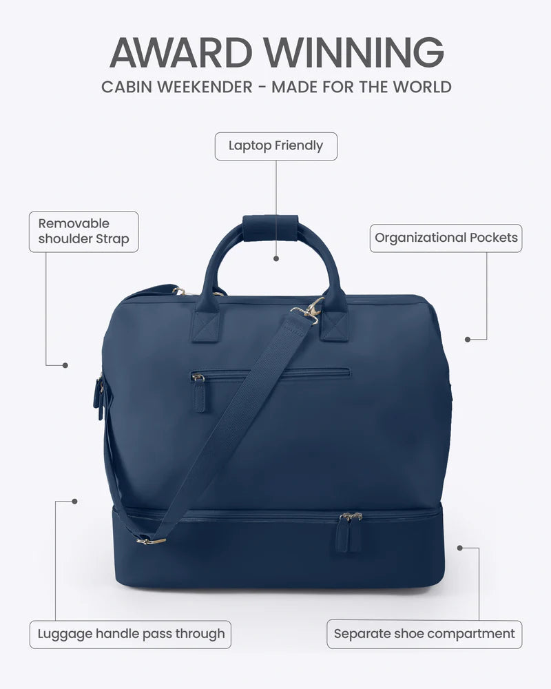 NOBL Travel Drop Bottom Cabin Weekender Bag - Midnight Navy