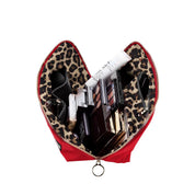 KUSSHI Signature Make Up Bag -Candy Apple Red with Leopard Interior