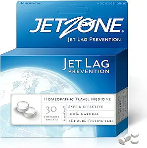 JetZone Jet Lag Remedy - Homeopathic Travel Aid - 30 Chewables