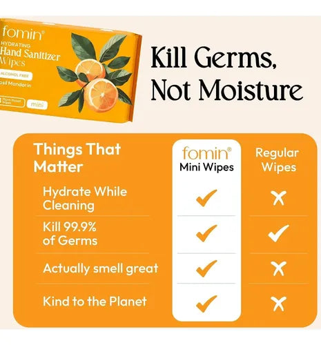 Fomin Travel Size Hand Sanitizer Wipes - Basil Mandarin