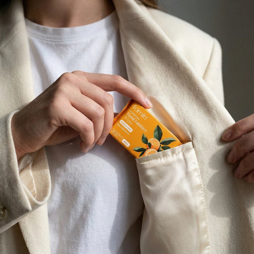 Fomin Travel Size Hand Sanitizer Wipes - Basil Mandarin