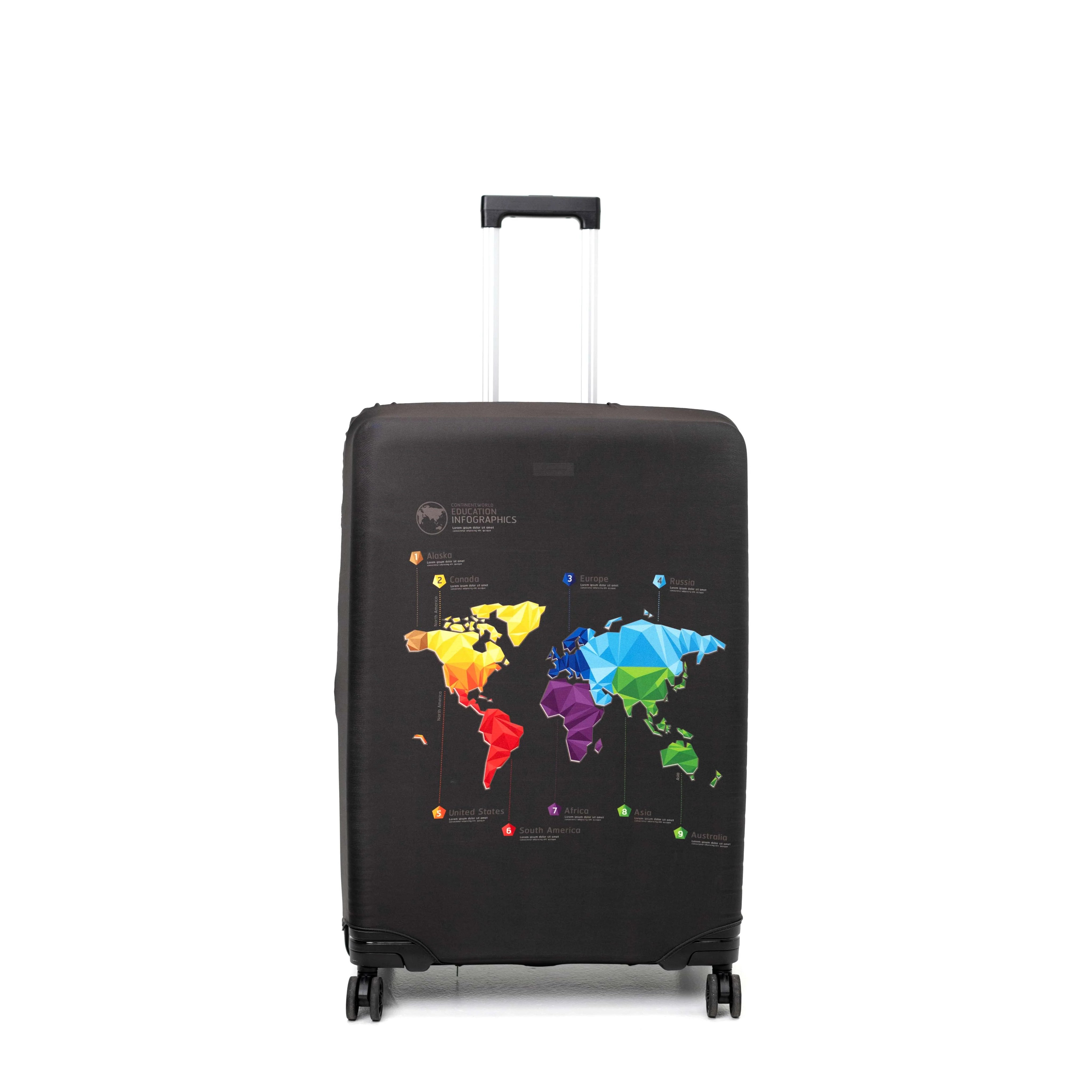 BH Luggage Covers | Fits Med. & Large Cases - World Map