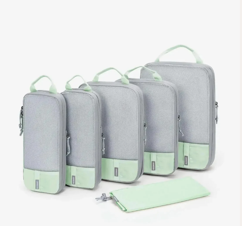 Bagsmart Compression Packing Cubes 6 Piece Set - Mint