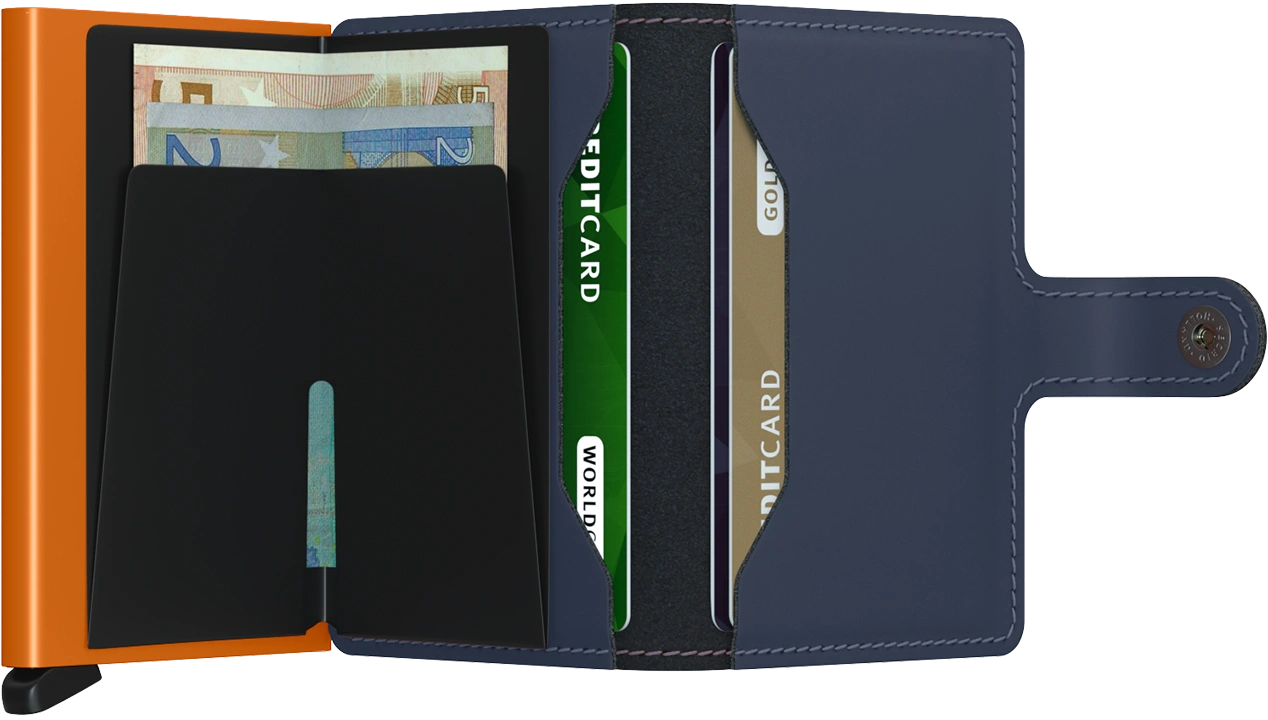 Secrid Mini Wallet Matte - Night Blue & Orange