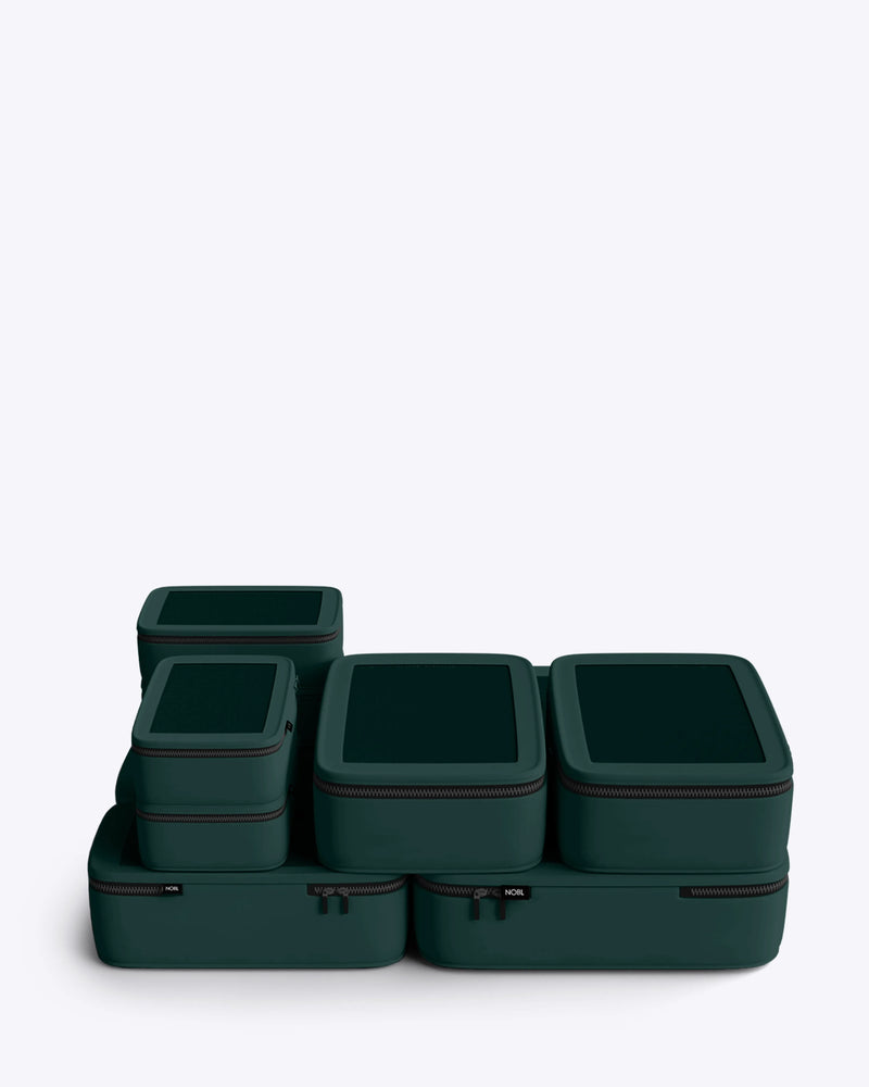 NOBL Travel Compressible 6 Piece Packing Cube Set - Forest Green