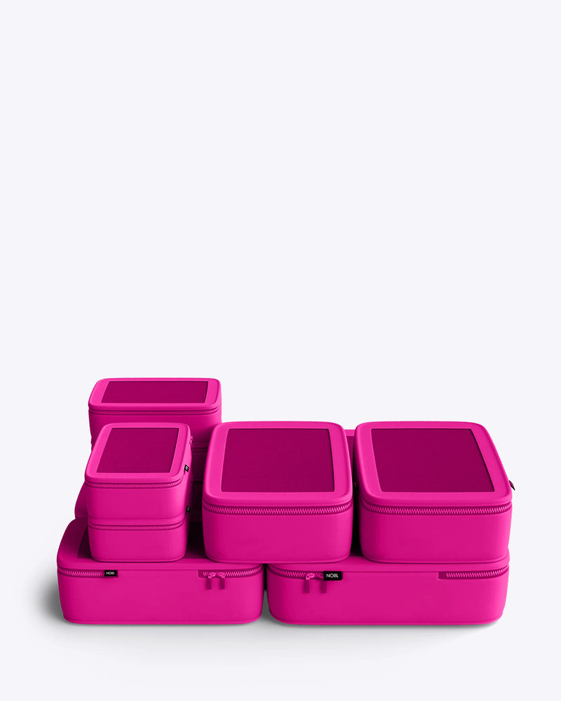 NOBL Travel Compressible 6 Piece Packing Cube Set - Hot Pink
