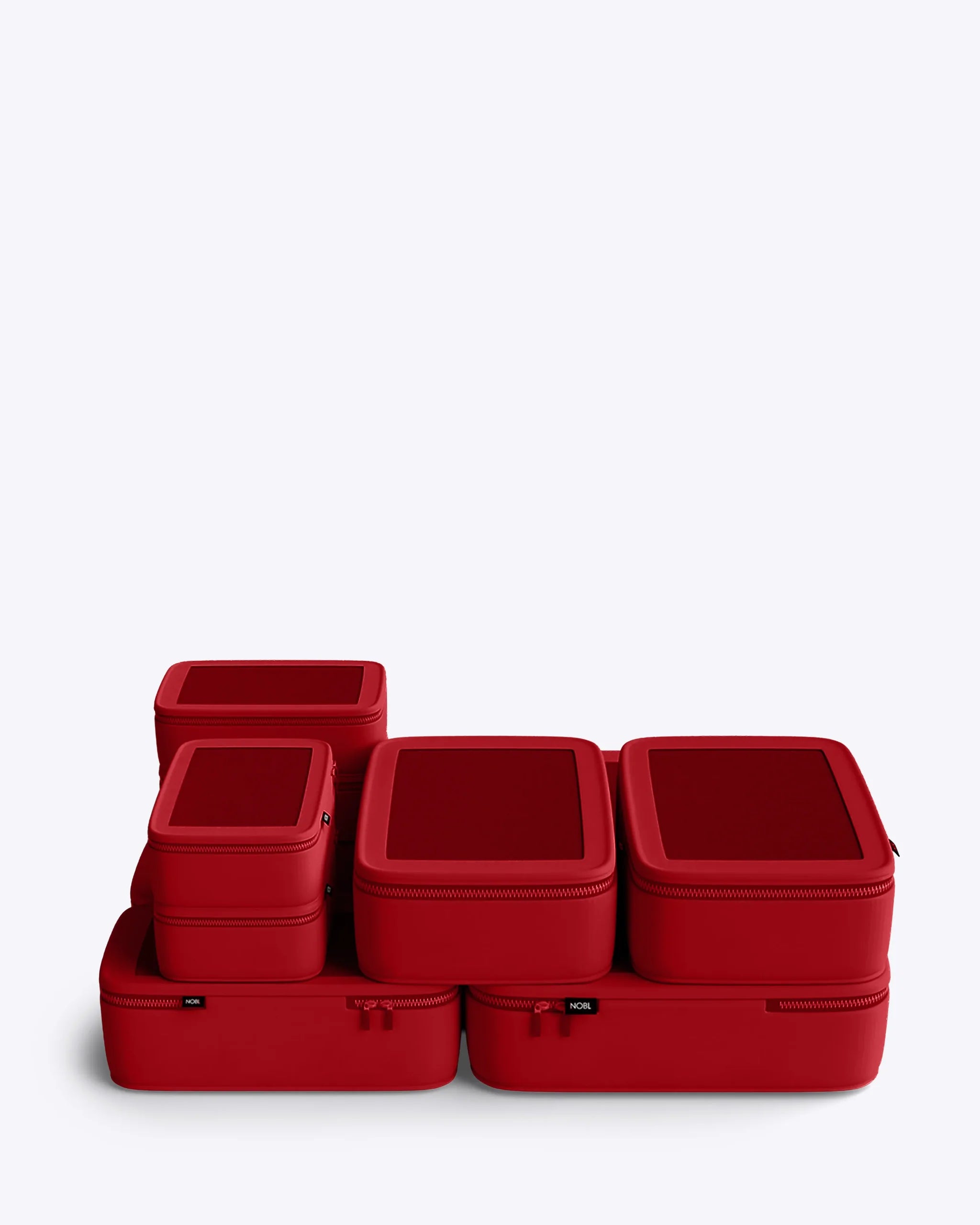 NOBL Travel Compressible 6 Piece Packing Cube Set - Red