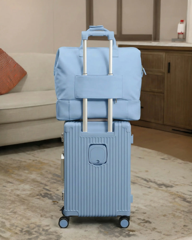 NOBL Travel Drop Bottom Weekender Bag - Ice Blue