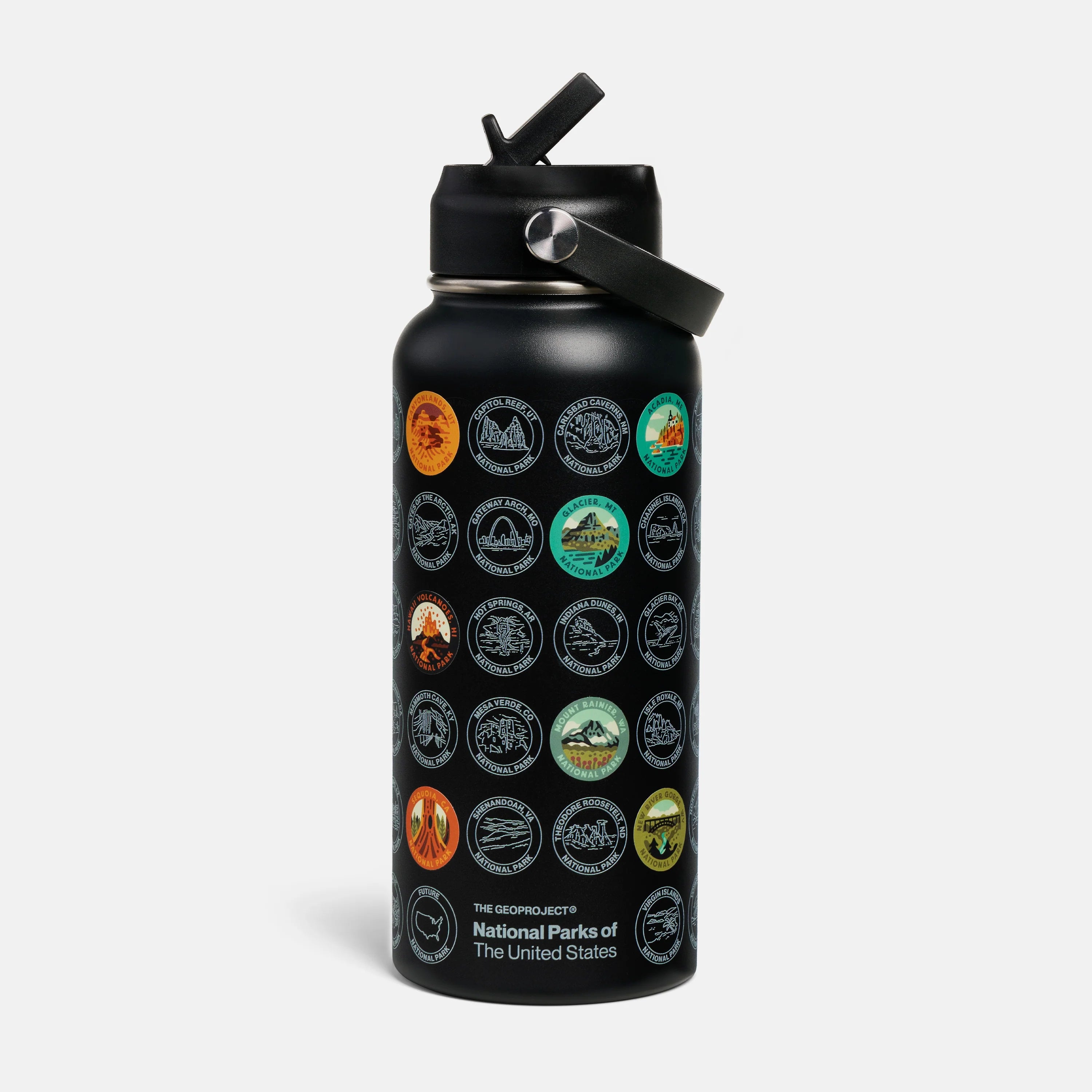 The Geoproject National Park Insulated Sticker Bottle - Coal