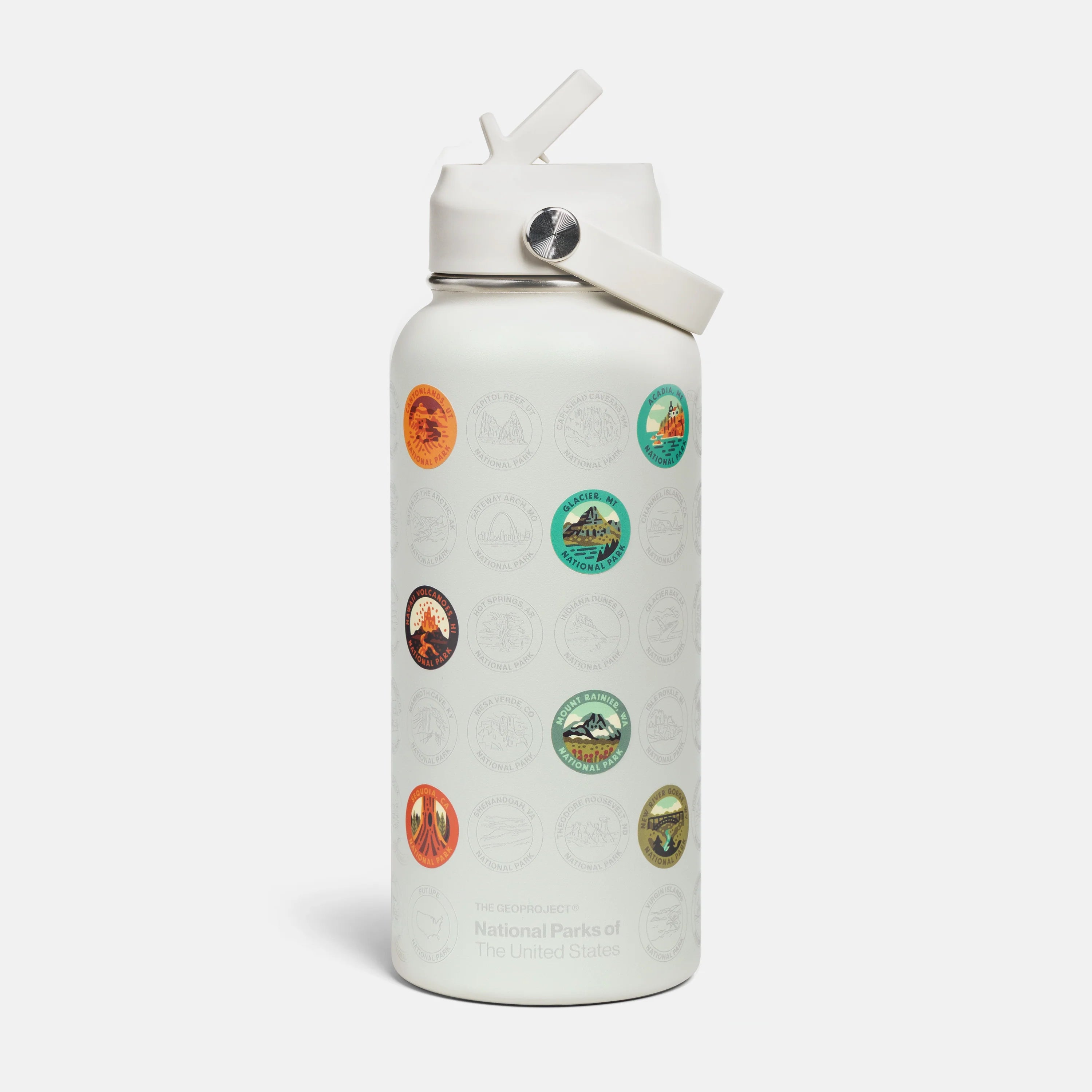 The Geoproject National Park Insulated Sticker Bottle - Sandstone