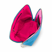 KUSSHI Signature Make Up Bag - Light Blue with Pink Interior