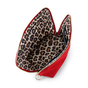 KUSSHI Signature Make Up Bag -Candy Apple Red with Leopard Interior