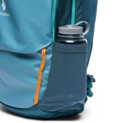 Cotopaxi Allpa 26L Daypack - Blue Spruce and Abyss Side View of Water bottle pocket