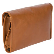 Bric's Life Pelle Leather Tri-Fold Traveler Hanging Toiletry Kit - Cognac