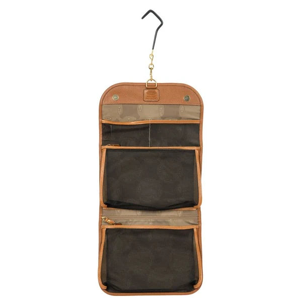 Bric's Life Pelle Leather Tri-Fold Traveler Hanging Toiletry Kit - Cognac