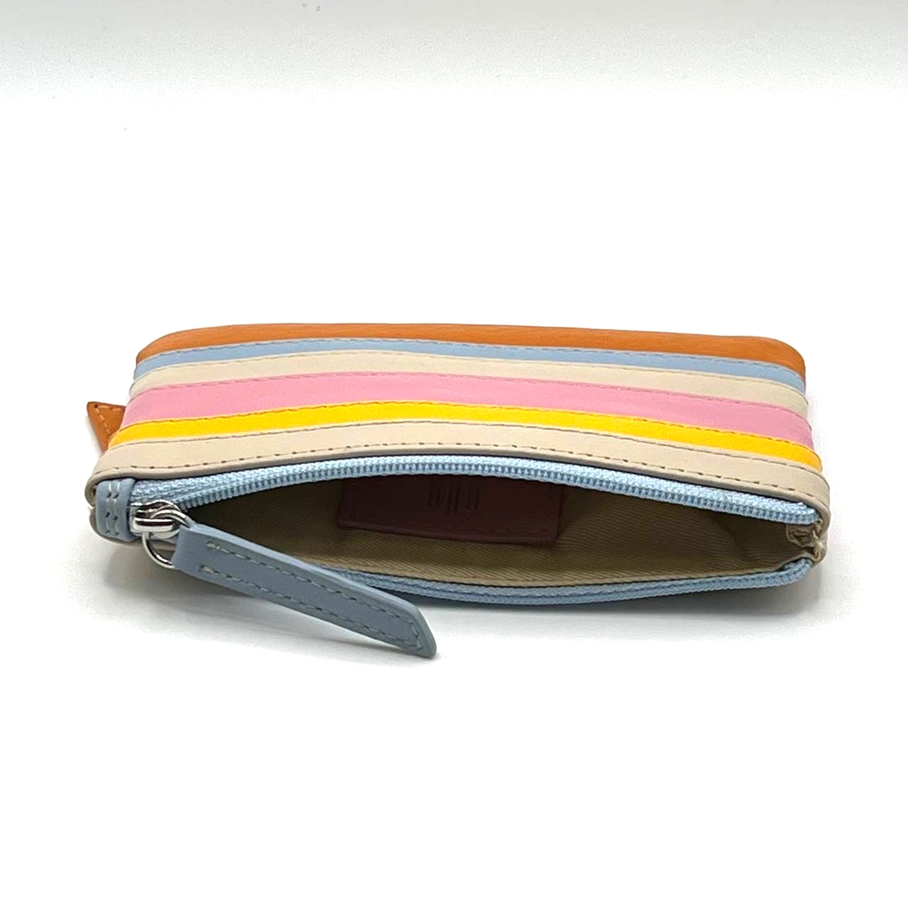 ILI New York Leather Striped Coin Purse - Pink Rainbow