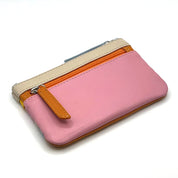 ILI New York Leather Striped Coin Purse - Pink Rainbow