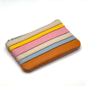 ILI New York Leather Striped Coin Purse - Pink Rainbow