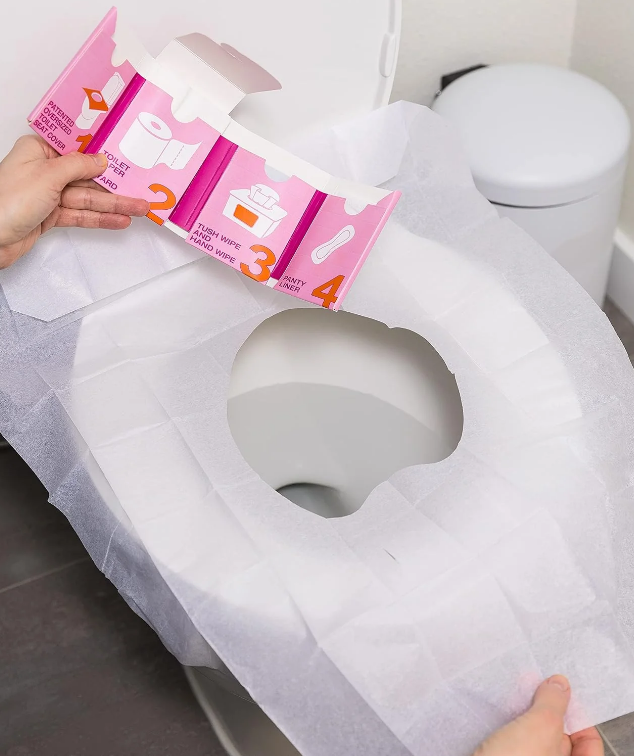 The Restroom Kit: Disposable Toilet Cover & Travel Restroom Hygiene Kit - Pink