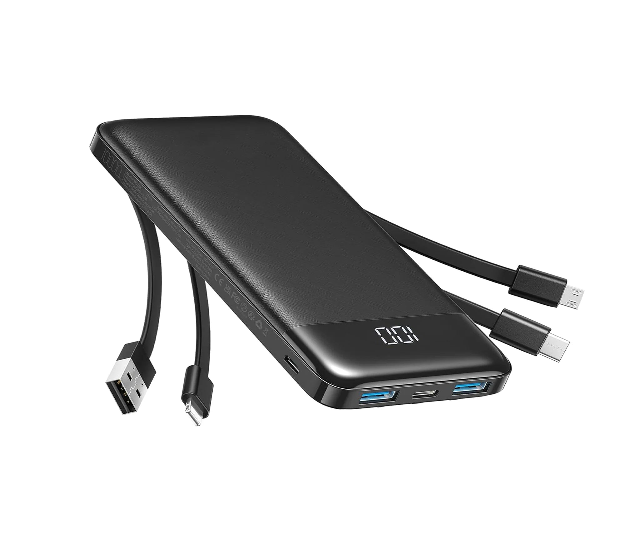 Voltage Valet 10,000 MaH Power Bank w/Integrated Cables - Black