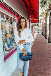 Hi Love Puffer Crossbody Purse -  Navy