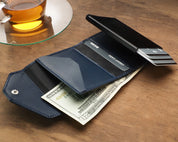 Retro 51 Pularys Leather RFID Raven Wallet - Navy Blue