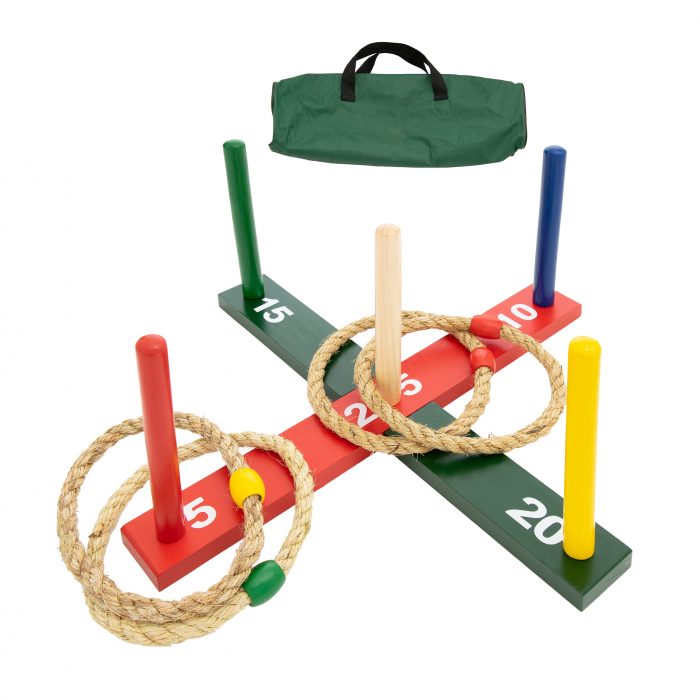 Wood Expressions Rope Ring Toss Yard Game – Throwing Carnival Quoits Set – Solid Wood