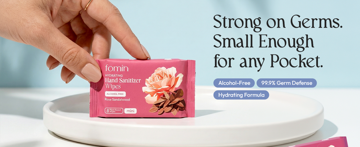Fomin Travel Size Hand Sanitizer Wipes - Rose Sandalwood