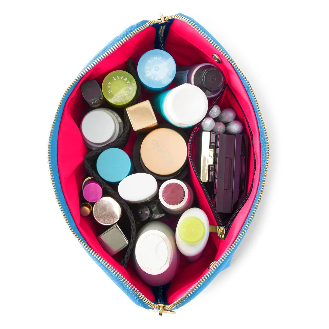 KUSSHI Signature Make Up Bag - Light Blue with Pink Interior