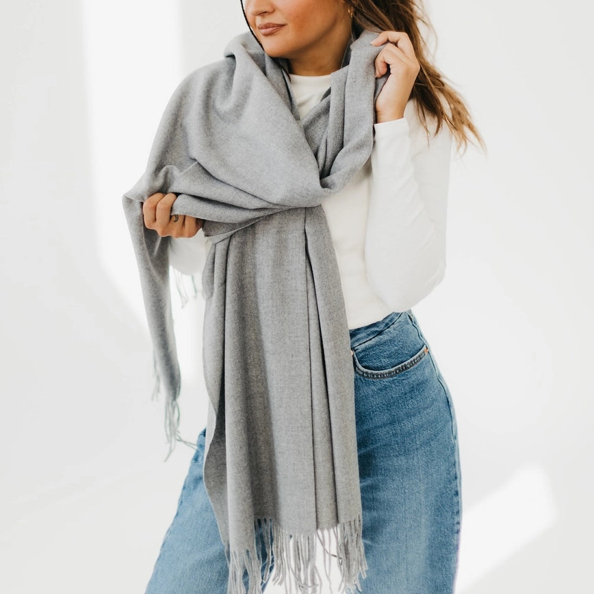 Pretty Simple Cozy Cashmere Essential Soft Solid Scarf - Gray – Irv's ...