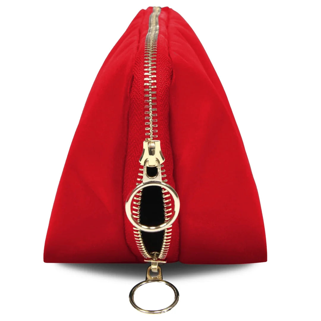 KUSSHI Signature Make Up Bag -Candy Apple Red with Leopard Interior