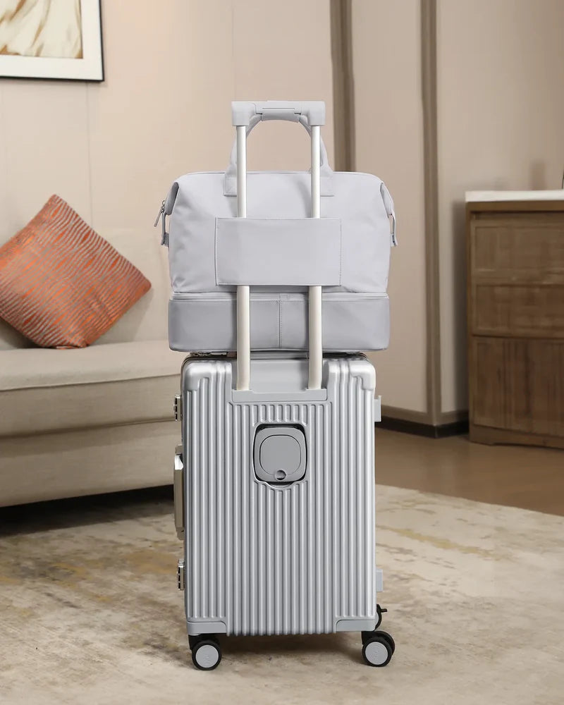 NOBL Travel Drop Bottom Cabin Weekender Bag - Silver