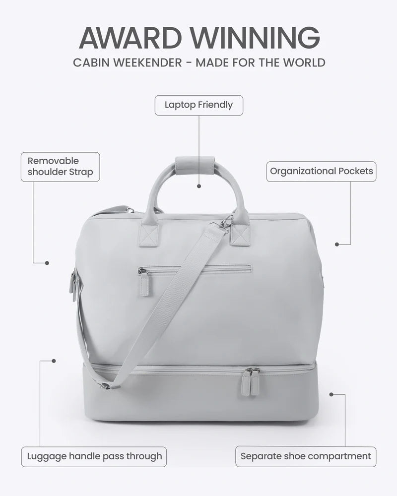 NOBL Travel Drop Bottom Cabin Weekender Bag - Silver