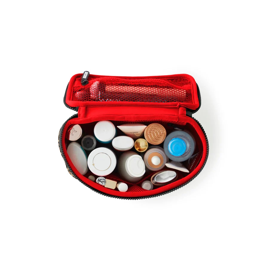 KUSSHI Neoprene Small Train Case -Leopard with Red Interior