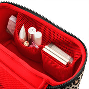 KUSSHI Neoprene Small Train Case -Leopard with Red Interior