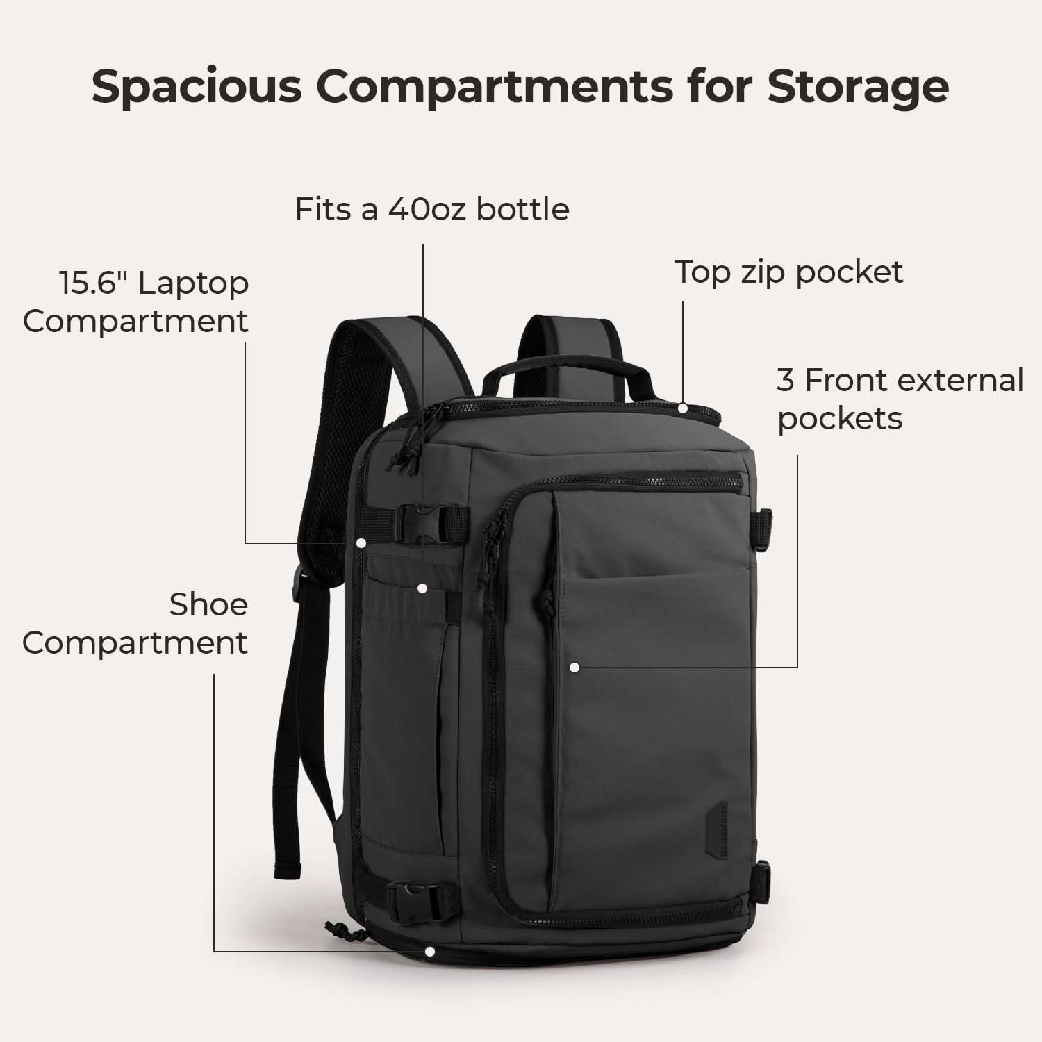 bagsmart professional backpack with laptop compartment and rain cover Bagsmart Blast Quick Access 28-38L Expandable Carry On Travel Backpack – Irv's Luggage